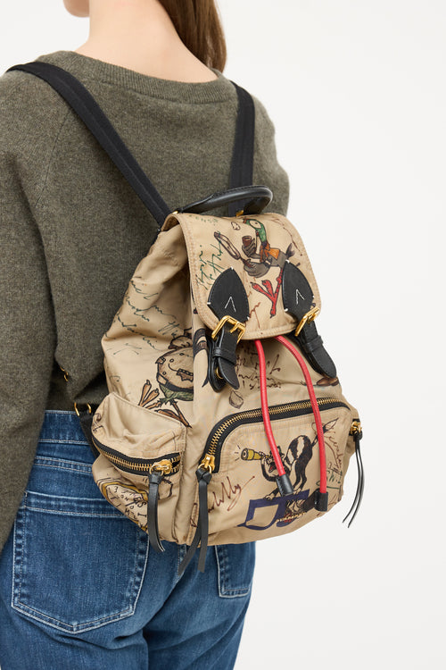 Burberry Beige & Multicolour Nylon Cartoon Backpack