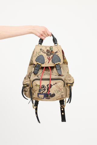 Burberry Beige & Multicolour Nylon Cartoon Backpack