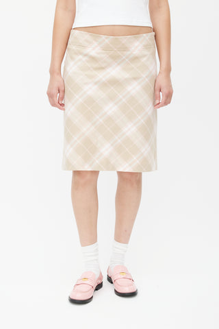 Burberry Beige & Pink Plaid Skirt