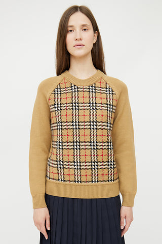 Burberry Brown & Multi Check Wool Sweater