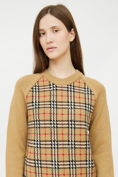 Burberry Brown & Multi Check Wool Sweater