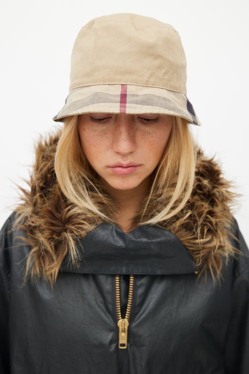 Burberry Beige & Red Plaid Bucket Hat