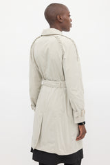 Burberry Beige Ruffle Trim Belted Coat