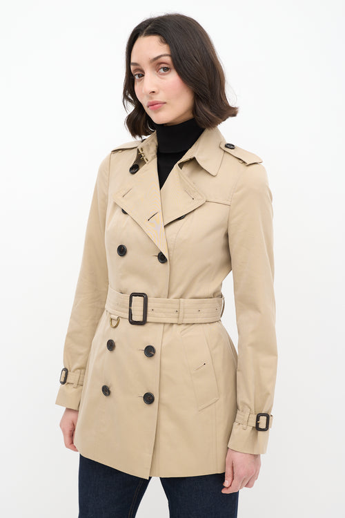 Burberry Beige Short The Sandringham Belted Trench Coat