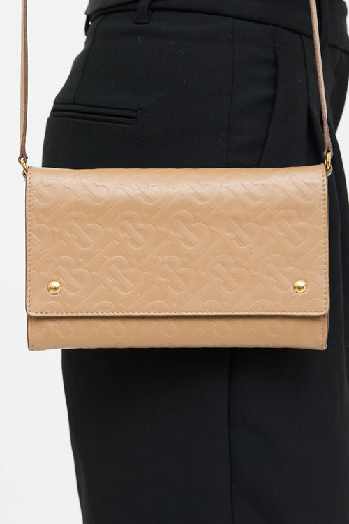 Burberry TB Debossed Wallet On Strap