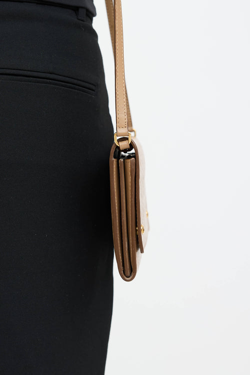 Burberry TB Debossed Wallet On Strap