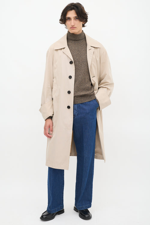 Burberry Beige Oversized Cuff Trench Coat