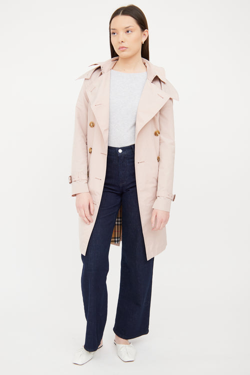 Burberry Pink Nylon Double Breasted Trench