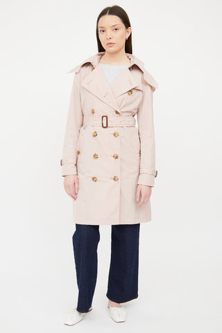 Burberry Pink Nylon Double Breasted Trench