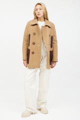 Burberry Beige Wool & Brown Leather Coat