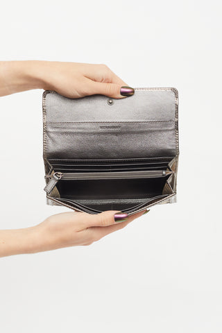 Burberry Beige & Multi Metallic Check Star Wallet