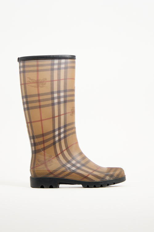 Burberry Beige  Nova Check Rubber Rain Boot