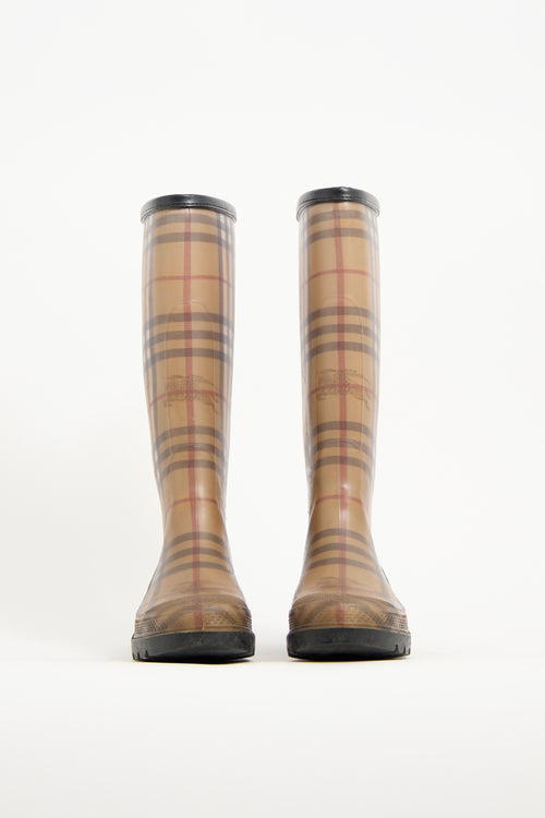 Burberry Beige  Nova Check Rubber Rain Boot