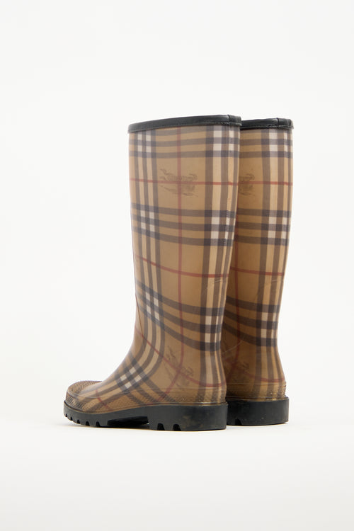 Burberry Beige  Nova Check Rubber Rain Boot