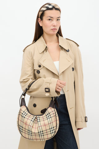 Burberry Beige & Brown Coated Canvas & Leather Haymarket Ryder Bag