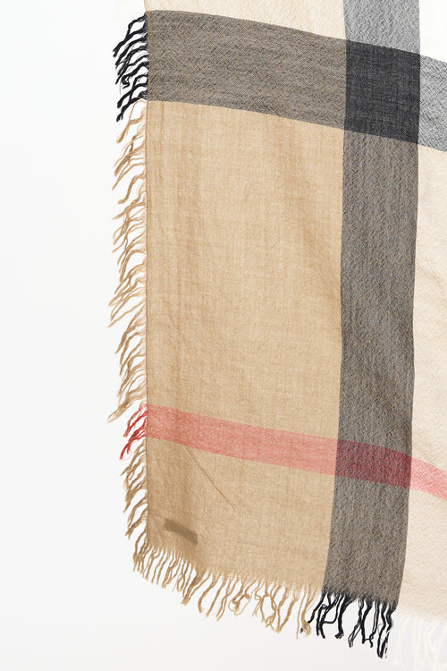 Burberry Brown & Multi Wool Nova Check Square Scarf