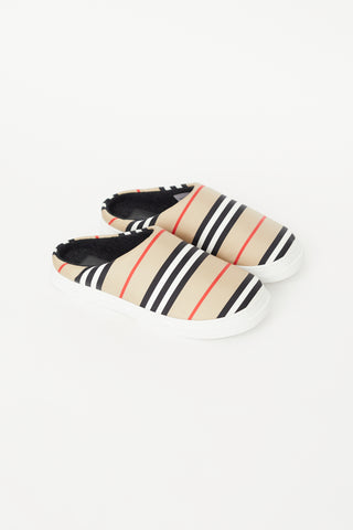 Burberry Beige & Multi Padded Homie Stripe Slipper