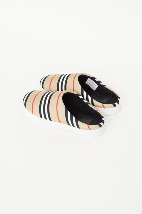 Burberry Beige & Multi Padded Homie Stripe Slipper