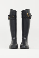 Burberry Black & Gold Rubber Rain Boot