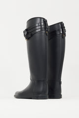 Burberry Black & Gold Rubber Rain Boot