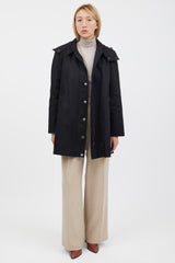 Burberry Black & Beige Hooded Coat
