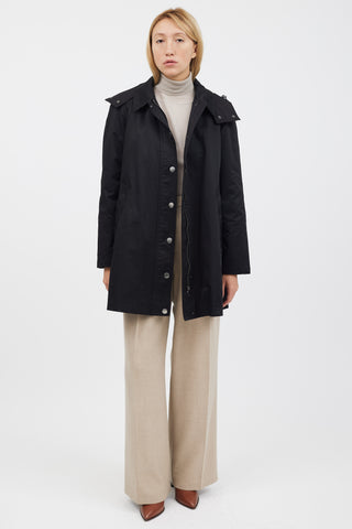 Burberry Black & Beige Hooded Coat
