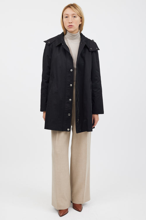 Burberry Black & Beige Hooded Coat