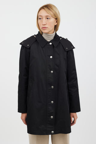 Burberry Black & Beige Hooded Coat