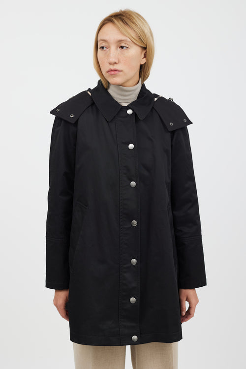 Burberry Black & Beige Hooded Coat