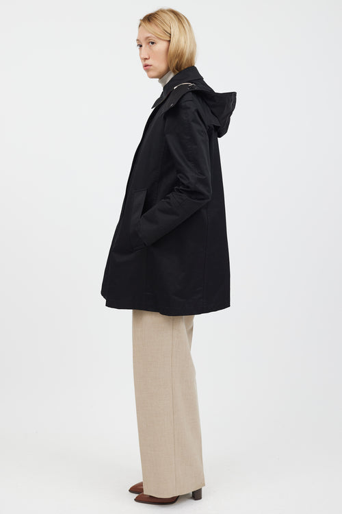Burberry Black & Beige Hooded Coat