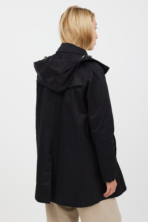 Burberry Black & Beige Hooded Coat