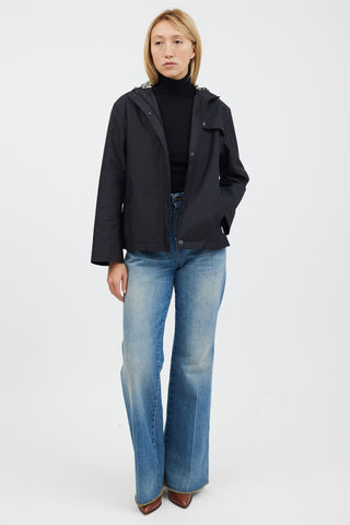 Burberry Black & Beige Hooded Nylon Jacket