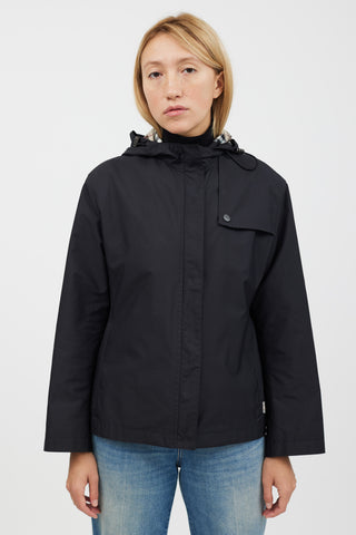 Burberry Black & Beige Hooded Nylon Jacket