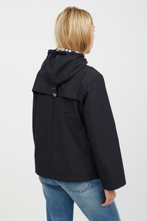 Burberry Black & Beige Hooded Nylon Jacket