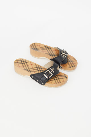 Burberry Black & Brown Nova Check Brigitte Clog