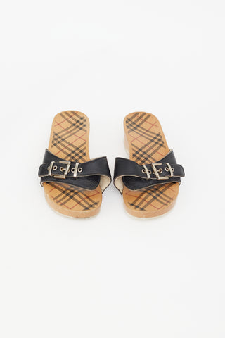 Burberry Black & Brown Nova Check Brigitte Clog