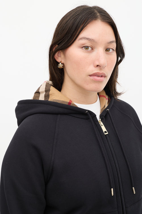 Burberry Black & Brown Nova Check Hoodie