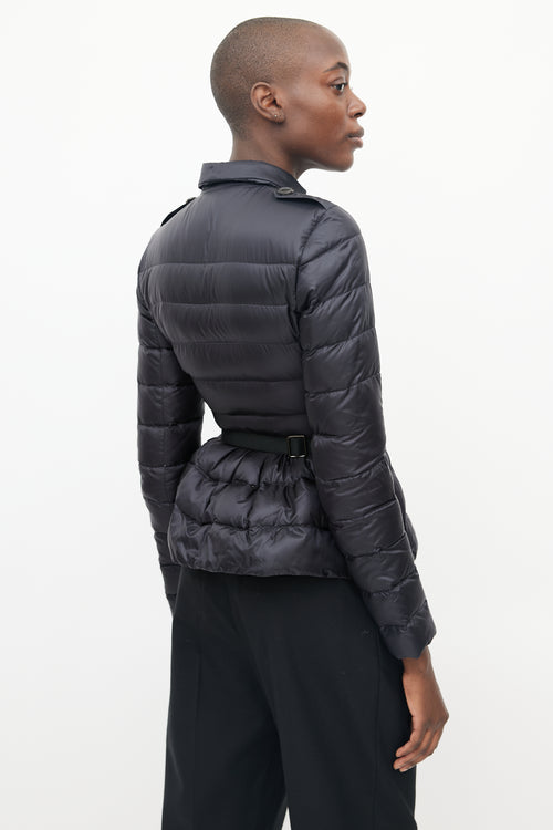 Burberry Black Cinched Waist Belted Puffer Jacket