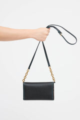 Burberry Leather Top Stitch Trifold Wallet On Chain