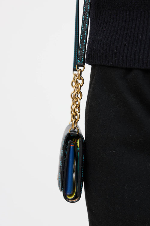 Burberry Leather Top Stitch Trifold Wallet On Chain