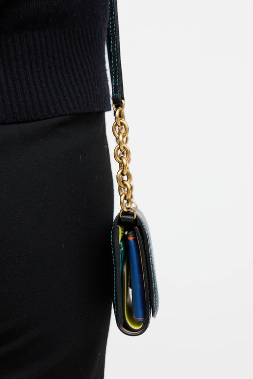 Burberry Leather Top Stitch Trifold Wallet On Chain