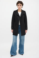 Burberry Black Cotton Belted Midi Trench Coat