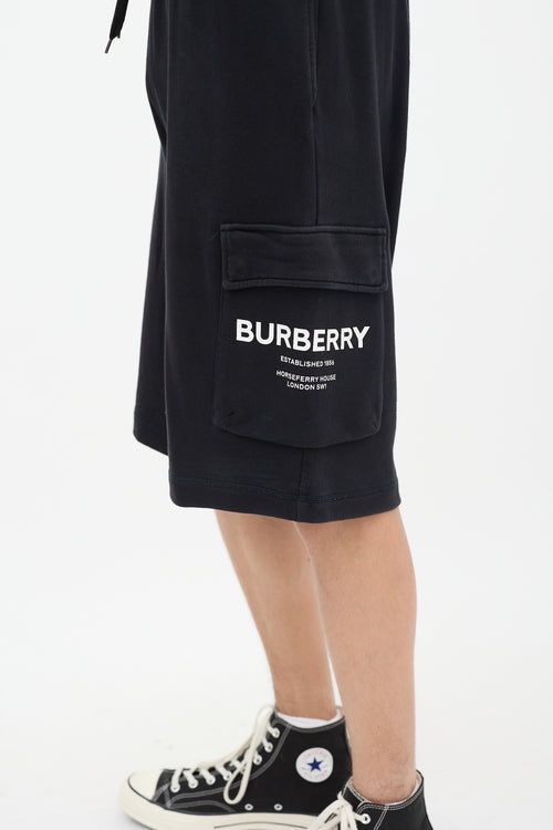 Burberry Black Cotton Logo Pocket Shorts