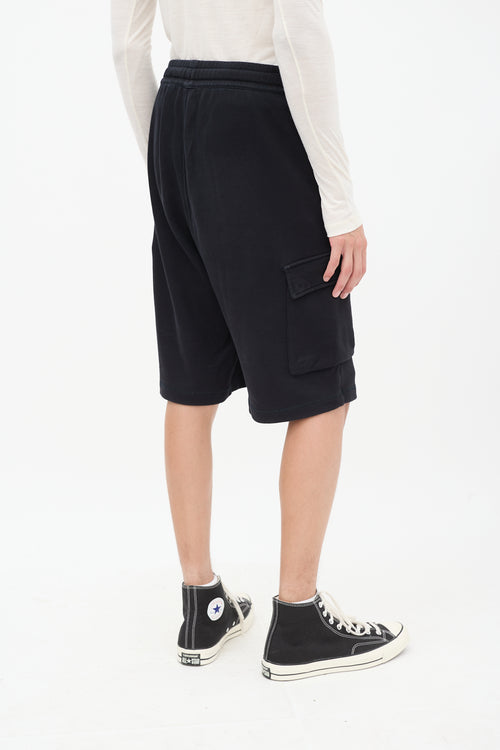 Burberry Black Cotton Logo Pocket Shorts