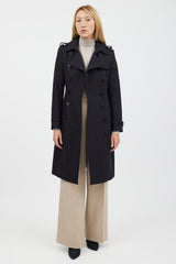 Burberry Black Double Breasted Belted Trench Coat