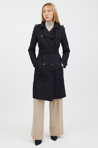 Burberry Black Double Breasted Belted Trench Coat
