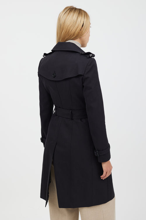 Burberry Black Double Breasted Belted Trench Coat