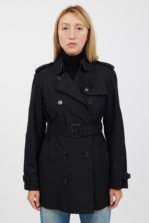 Burberry Black Double Breasted Cropped Trench Coat