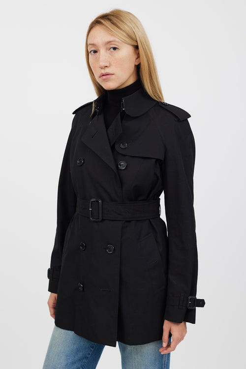 Burberry Black Double Breasted Cropped Trench Coat