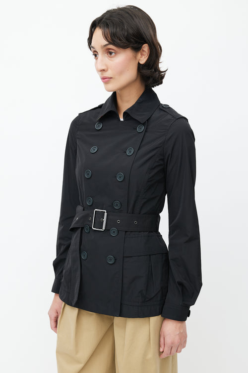 Burberry Black Double Breasted Short Trench Coat
